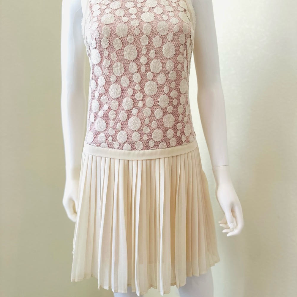 Lush Asymmetrical Dress in Pink and Cream